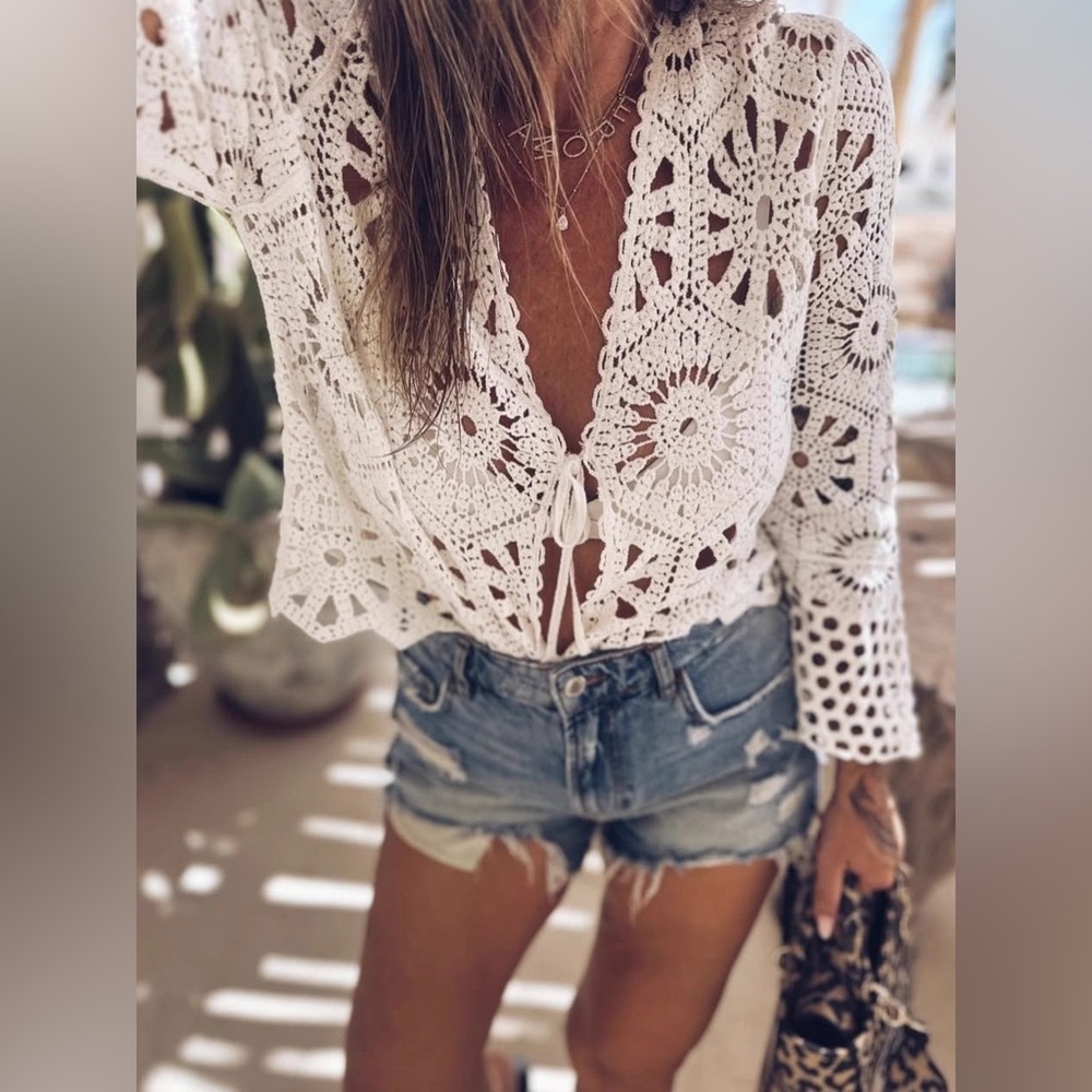 Crochet Tie Front Cardigan